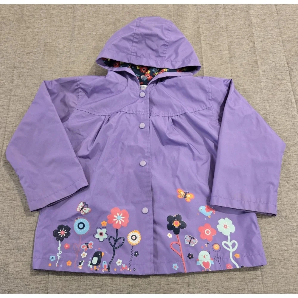 Arshiner  Girls Lined Snap Close Raincoat with‎ Hood Waterproof Size 6